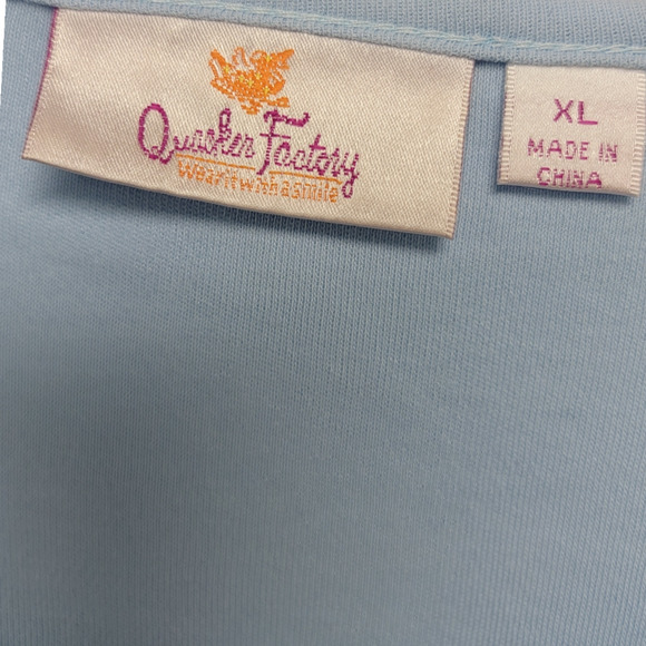 Quacker Factory Women's Loose Fit Sequined Blouse 3/4 Sleeves Blue Size XL - Picture 3 of 5